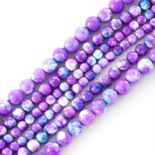 60pcs 6mm Lila Glatte Regen Blume Perlen Edelstein Runde lose Perlen für Schmuck Herstellung Armband Zubehör von ACYUNLEI