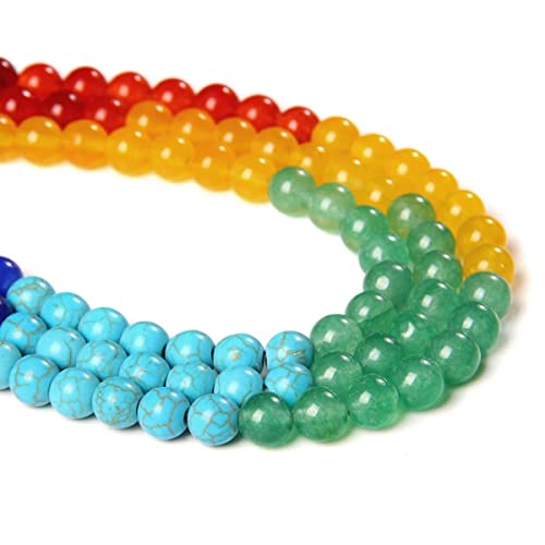 7 Chakra 6mm Naturstein Runde Perlen gemischte Farbe DIY glatte Energie Heilung Perlen Edelstein für Schmuck machen von ACYUNLEI
