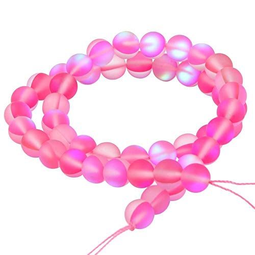 Matte Aurora Kristall Glasperlen Edelstein 6MM Rosa gefrostet Glitter glänzend Meerjungfrau Runde lose Perlen gefrostet Mondstein für Schmuckherstellung von ACYUNLEI