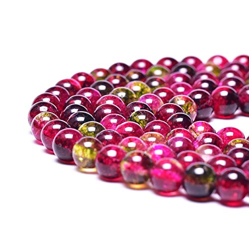 Naturstein 10mm Roter natürlicher Fluorit Runde Kristall Energie Stein Perlen lose Edelstein DIY glatte Perlen für Armband Halskette Ohrringe Schmuck machen von ACYUNLEI