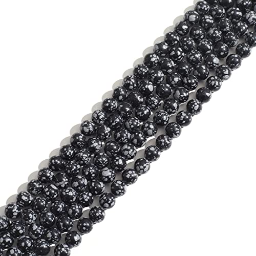 Naturstein 4mm Schneeflocke Obsidian Runde Kristall Energie Stein Perlen lose Edelstein DIY glatte Perlen für Armband Halskette Ohrringe Schmuck machen von ACYUNLEI