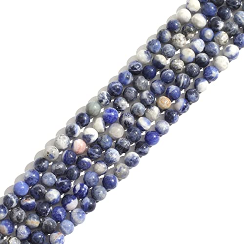 Naturstein 6mm Blauer Sodalith Runde Kristall Energie Stein Perlen lose Edelstein DIY glatte Perlen für Armband Halskette Ohrringe Schmuck machen von ACYUNLEI