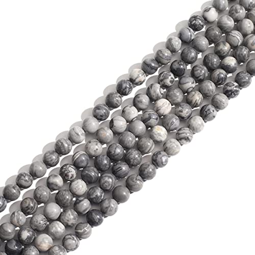 Naturstein 8mm Graue Karte Runde Kristall Energie Stein Perlen lose Edelstein DIY glatte Perlen für Armband Halskette Ohrringe Schmuck machen von ACYUNLEI