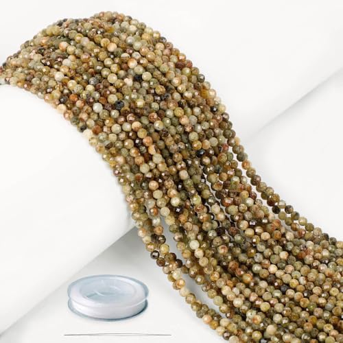 AD Beads Natürlicher Edelstein, diamantgeschliffen, mikrofacettiert, 4 mm, klein, rund, DIY-Perlen, für Halsketten, Armbänder, Schmuckherstellung, Perlen (grüner Granat) von AD Beads