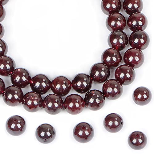 AD Beads Natürlicher Edelstein, rund, lose Perlen, 38,1 cm, für Armbänder, Halsketten, Ohrringe, Schmuckherstellung, Basteln (6 mm, dunkelroter Granat) von AD Beads