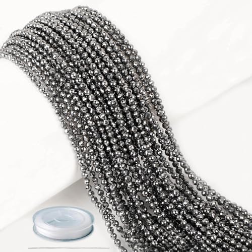 AD Beads Terahertz natürlicher Edelstein, diamantgeschliffen, mikrofacettiert, klein, 4 mm, klein, rund, für Halsketten, Armbänder, Schmuckherstellung von AD Beads