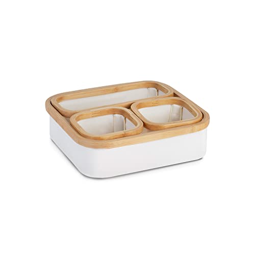 AD.CON Ordnungssystem Bambus-Rahmen, Sortierbox, Organizer, Aufbewahrungsbox, Ordnungsbox 4er-Set, Beige von AD.CON