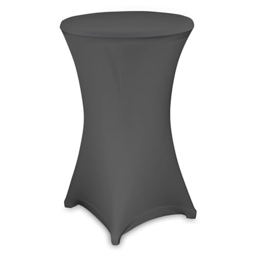 AD.CON Stehtischhusse Stretch, Bistrotischhusse 80-85 cm, Elastischer Tischbezug für Stehtische, Perfekt für Veranstaltungen und Events (10, Anthrazit, 80-85cm) von AD.CON