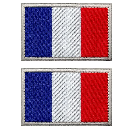 2 Patches Klett Militär Flaggen – 8 x 5 cm – 2 Airsoft Rucksack Patches Aufnäher mit Klettverschluss Erwachsene Jacke Kinder, Aufkleber Abzeichen Klettbänder (FRANKREICH) von ADA PLAZA