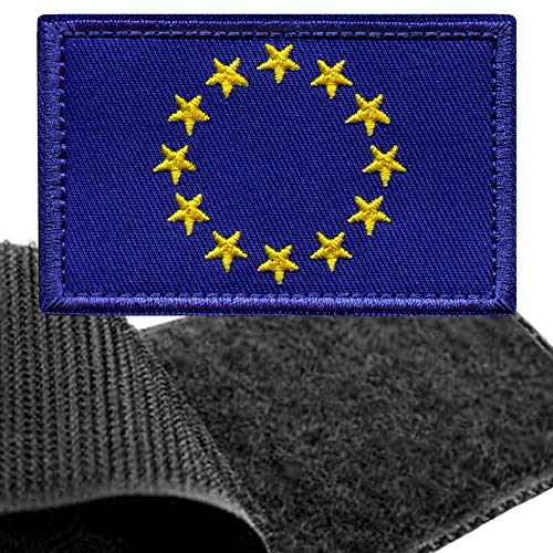 Aufnäher Europäische Union – 8 x 5 cm – Militärflagge EU Jungen und Mädchen, Flagge Frankreich, Motiv Haken und Schnalle, bestickt für Kleidung, Land von ADA PLAZA