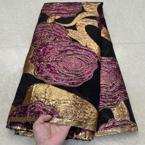 ADAOQIN Afrikanischer nigerianischer Tüll-Spitzenstoff, Organza-Stickerei, Guipure-Spitze, Party-Kleid, Kleid, Brokat, Jacquard, 5 Yard von ADAOQIN