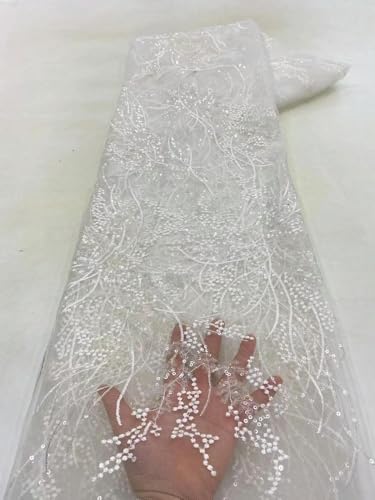 ADAOQIN Französisch Tüll Net Pailletten Spitze Stoff Afrikanische Spitze Stoff 5 Yards Für Nigeria Hochzeit Party Kleid von ADAOQIN