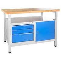 ADB Werkbank lichtgrau, blau 3 Schubladen 120,0 x 60,0 x 84,0 cm von ADB