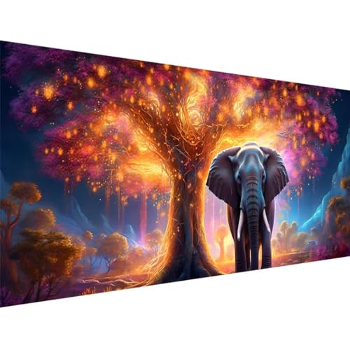 ADCCAT Diamond Painting Baum, Diamant Painting Bilder Elefant Malerei Kits, Diamond Painting Erwachsene und Kinder Cross Stickerei Kunst Kits, Diamant Malerei Set für Wanddeko Wohnzimmer 75x30cm F-2 von ADCCAT