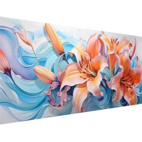 ADCCAT Diamond Painting Groß XXL 125x50cm, 5D Diamond Painting Blume Lilie, DIY Full Diamond Painting Eckige Steine Bastelset Erwachsene, Malen Nach Zahlen Diamond Painting Geschenk Zimmer Deko K-7 von ADCCAT