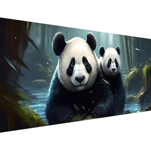 ADCCAT Diamond Painting Groß XXL 125x50cm, 5D Diamond Painting Panda Tier, DIY Full Diamond Painting Runden Steine Bastelset Erwachsene, Malen Nach Zahlen Diamond Painting Geschenk Zimmer Deko j-9 von ADCCAT