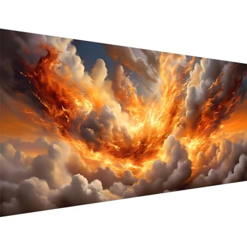 ADCCAT Diamond Painting Groß XXL 125x50cm, 5D Diamond Painting Wolke Flamme, DIY Full Diamond Painting Eckige Steine Bastelset Erwachsene, Malen Nach Zahlen Diamond Painting Geschenk Zimmer Deko A-7 von ADCCAT