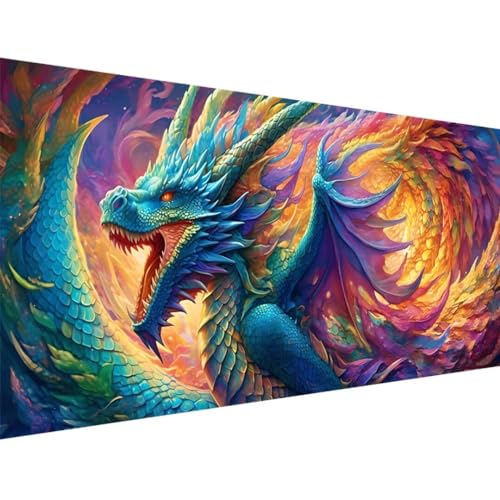 ADCCAT Furcht Diamond Painting Kinder, 5D Diamond Painting Drachen, DIY Diamant Painting Bilder Set Erwachsene Kinder, Diamant Cross Stickerei Malerei für Geschenk Zuhause Wanddekoration 150x60cm a-7 von ADCCAT