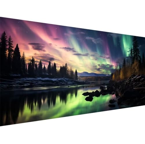 Diamond Painting Erwachsene, 5D Diamond Painting Groß XXL Landschaft Aurora 100x40cm, DIY Diamant Painting Bilder Kreuzstich Crystal Arts Craft Malerei Kits, Diamond Painting Set für Home Wanddeko k-4 von ADCCAT