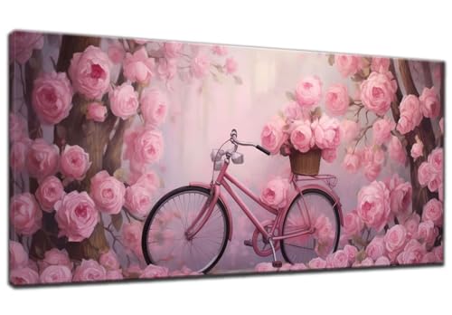 Diamond Painting Erwachsene, 5D Diamond Painting Groß XXL Rose 50x110cm, DIY Fahrrad Diamant Painting Bilder Kreuzstich Crystal Arts Craft Malerei Kits, Diamond Painting Set für Home Wand Dekor L-7 von ADCCAT