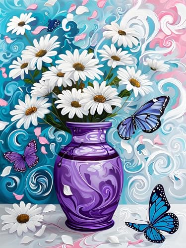 Diamond Painting Erwachsene, DIY Diamant Painting Bilder Blume, Vollbohrer Schmetterling Diamant Malerei Malen Nach Zahlen Cross Stickerei Bastelset Erwachsene, für Wanddeko Wohnzimmer 40x50 cm Q-7 von ADCCAT