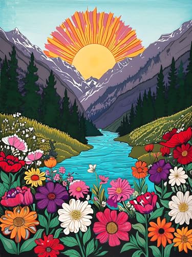 Diamond Painting Erwachsene, DIY Diamant Painting Bilder Blumen, Vollbohrer Landschaft Diamant Malerei Malen Nach Zahlen Cross Stickerei Bastelset Erwachsene, für Wanddeko Wohnzimmer 90x120 cm P-6 von ADCCAT