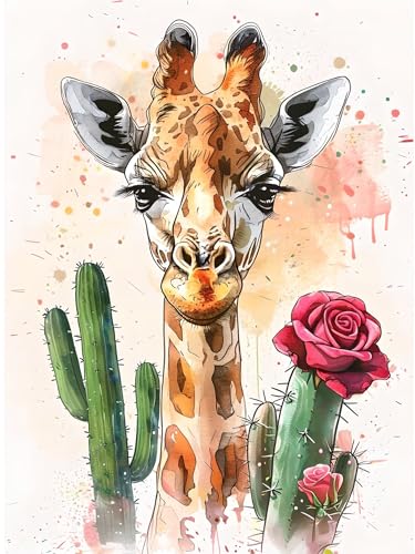 Diamond Painting Erwachsene, DIY Diamant Painting Bilder Giraffe, Vollbohrer Blume Diamant Malerei Malen Nach Zahlen Cross Stickerei Bastelset Erwachsene, für Home Wanddeko Wohnzimmer 40x50 cm I-9 von ADCCAT