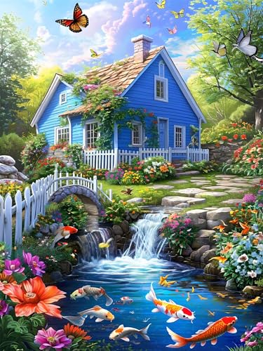 Diamond Painting Erwachsene, DIY Diamant Painting Bilder Landschaft, Vollbohrer Garten Diamant Malerei Malen Nach Zahlen Cross Stickerei Bastelset Erwachsene, für Home Wanddeko Wohnzimmer 60x80 cm U-7 von ADCCAT