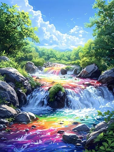 Diamond Painting Erwachsene, DIY Diamant Painting Bilder Landschaft, Vollbohrer Regenbogen Diamant Malerei Malen Nach Zahlen Cross Stickerei Bastelset Erwachsene, für Wanddeko Wohnzimmer 40x50 cm W-0 von ADCCAT