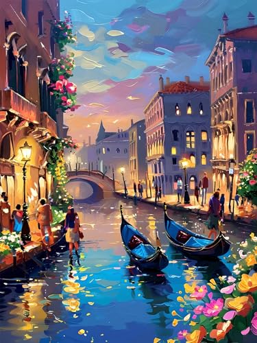 Diamond Painting Erwachsene, DIY Diamant Painting Bilder Landschaft, Vollbohrer Venedig Diamant Malerei Malen Nach Zahlen Cross Stickerei Bastelset Erwachsene, für Wanddeko Wohnzimmer 40x50 cm L-0 von ADCCAT