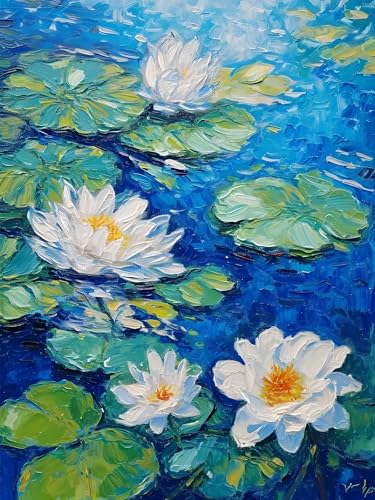 Diamond Painting Erwachsene, DIY Diamant Painting Bilder Lotus, Vollbohrer Blume Diamant Malerei Malen Nach Zahlen Cross Stickerei Bastelset Erwachsene, für Geschenk, Wanddeko Wohnzimmer 90x120 cm N-9 von ADCCAT