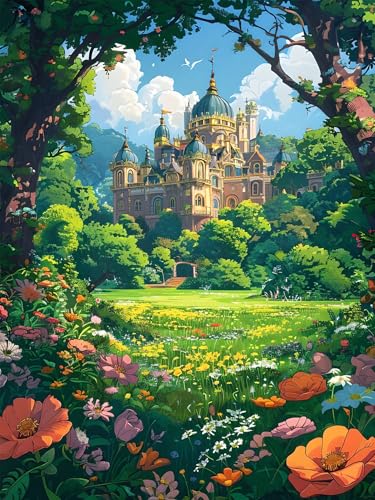 Diamond Painting Erwachsene, DIY Diamant Painting Bilder Schloss, Vollbohrer Landschaft Diamant Malerei Malen Nach Zahlen Cross Stickerei Bastelset Erwachsene, für Wanddeko Wohnzimmer 30x40 cm Q-6 von ADCCAT