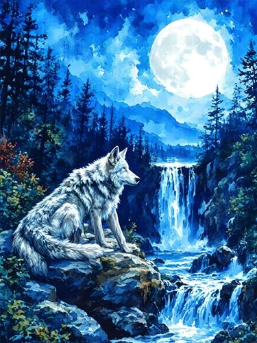 Diamond Painting Erwachsene, DIY Diamant Painting Bilder Wolf, Vollbohrer Fallen Diamant Malerei Malen Nach Zahlen Cross Stickerei Bastelset Erwachsene, für Geschenk, Wanddeko Wohnzimmer 50x70 cm H-1 von ADCCAT