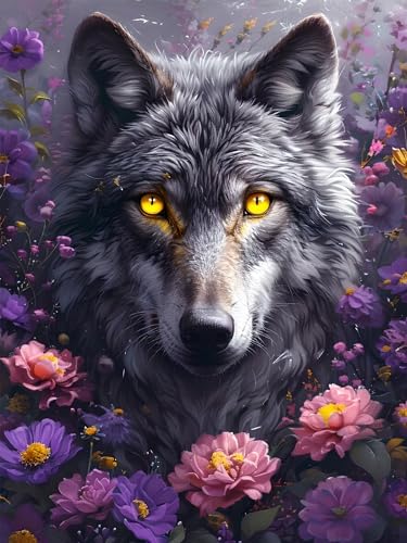 Diamond Painting Erwachsene, DIY Diamant Painting Bilder Wolf, Vollbohrer Tiere Diamant Malerei Malen Nach Zahlen Cross Stickerei Bastelset Erwachsene, für Geschenk, Wanddeko Wohnzimmer 90x120 cm H-6 von ADCCAT