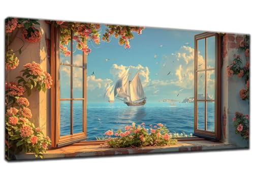 Diamond Painting Erwachsene,5D Diamond Painting Groß XXL Fenster 50x110cm,DIY Landschaft Diamant Painting Bilder Kreuzstich Crystal Arts Craft Malerei Kits,Diamond Painting Set für Home Wand Dekor W-2 von ADCCAT