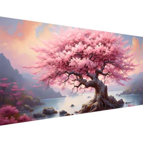 Diamond Painting Groß XXL 225x90cm, 5D Diamond Painting Kirschblüten See, DIY Full Diamond Painting Eckige Steine Bastelset Erwachsene, Malen Nach Zahlen Diamond Painting Geschenk Zimmer Deko T-1 von ADCCAT