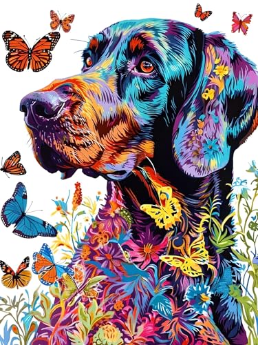 Diamond Painting Set für Erwachsene, Diamond Painting Hund Bilder, 5D Schmetterling Diamond Painting Klein für Kinder, Diamond Painting Zubehör Set für Zimmer und Schlafzimmer Wanddeko (90x120 cm) O-3 von ADCCAT