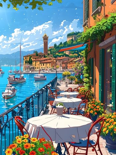 Diamond Painting Set für Erwachsene, Diamond Painting Italien Bilder, 5D Landschaft Diamond Painting Klein für Kinder, Diamond Painting Zubehör Set für Zimmer und Schlafzimmer Wanddeko (30x40 cm) K-2 von ADCCAT