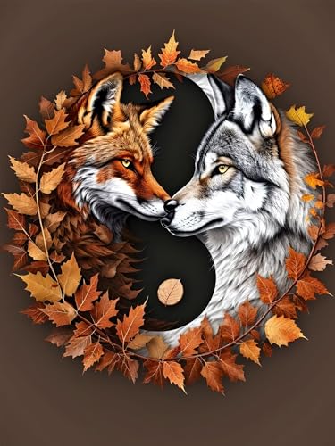 Diamond Painting Set für Erwachsene, Diamond Painting Wolf Bilder, 5D Herbst Diamond Painting Klein für Kinder, Diamond Painting Zubehör Set für Wohnzimmer und Schlafzimmer Wanddeko (60x80 cm) W-8 von ADCCAT