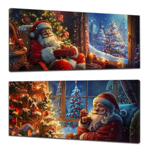 Weihnachten Diamond Painting Kinder,2 Stück Diamond Painting Weihnachtsmann,DIY Diamant Painting Bilder Set Erwachsene Kinder,Diamant Cross Stickerei Malerei für Geschenk Zuhause Wanddeko 30x70cm Z-5 von ADCCAT