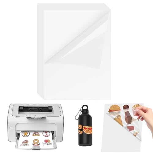 ADERTOS 15 Stk A4 Selbstklebende Folien Bedrucken Klebefolien Druckerpapier Transparent Bedruckbar Vinylfolie Inkjet Vnyl Aufkleber Sticker für Tintenstrahldrucker Laserdrucker von ADERTOS