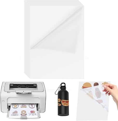 ADERTOS 30 Stk A4 Selbstklebende Folien Bedrucken Klebefolien Druckerpapier Halbtransparent Wasserfest Bedruckbar Vinylfolie Inkjet Vnyl Aufkleber Sticker für Tintenstrahldrucker Laserdrucker von ADERTOS