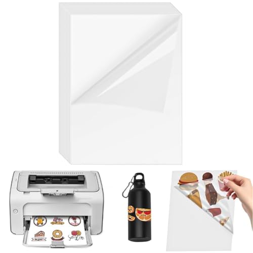 ADERTOS 30 Stk A4 Selbstklebende Folien Bedrucken Klebefolien Druckerpapier Transparent Bedruckbar Vinylfolie Inkjet Vnyl Aufkleber Sticker für Tintenstrahldrucker Laserdrucker von ADERTOS