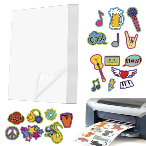 ADERTOS 40 Stk A4 Selbstklebende Folien Bedrucken Klebefolien Druckerpapier Wasserfest Bedruckbar Vinylfolie Inkjet Vnyl Aufkleber Sticker Papier Drucker Etikette für Tintenstrahldrucker Laserdrucker von ADERTOS