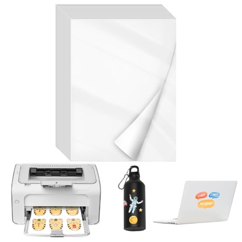 ADERTOS 50 Stk A4 Selbstklebende Folien Bedrucken Klebefolien Druckerpapier Glänzendes Weiß Bedruckbar Vinylfolie Inkjet Vnyl Aufkleber Sticker für Tintenstrahldrucker Laserdrucker von ADERTOS