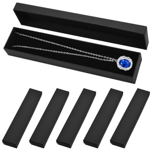 ADERTOS 6 Stück Halskette Geschenkbox Schmuckschatullen Schwarz Karton Geschenkbox Kette Leer Rechteckige Necklace Box Schmuck Geschenkschachtel Geschenkverpackung Box Schmuck Display Box für Armband von ADERTOS