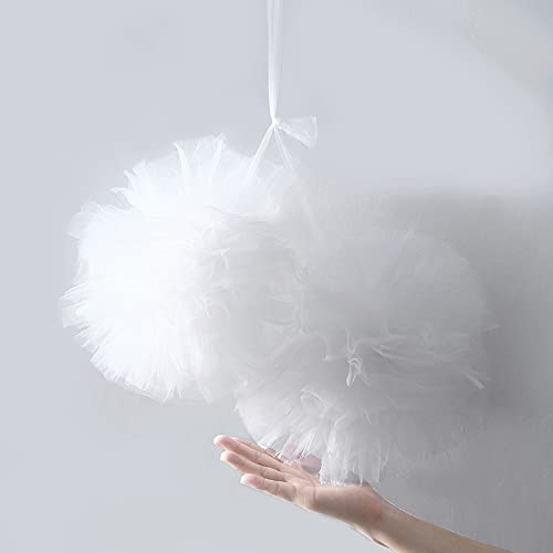 ADESIGNSTORE Tüll Pom Pom Girlande Baldachin Dekor Tutu Flauschige Schlafzimmer Dekoration Prinzessin Hängende Ball Brautdusche Hochzeit Tischschmuck Netzstoff Pompon Set von ADESIGNSTORE