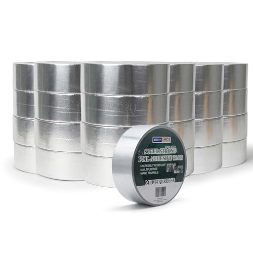 ADHES 24 Rollen Aluminiumklebebänder Verstärkt mit einem Glasgittergewebe Folienband, Hält 80 °C bis 100 °C stand, hitzebeständiges klebeband metallklebeband silber 2inch x 55yard (50mm x 50m) von ADHES TAPE PURSUIT OF PERFECTION