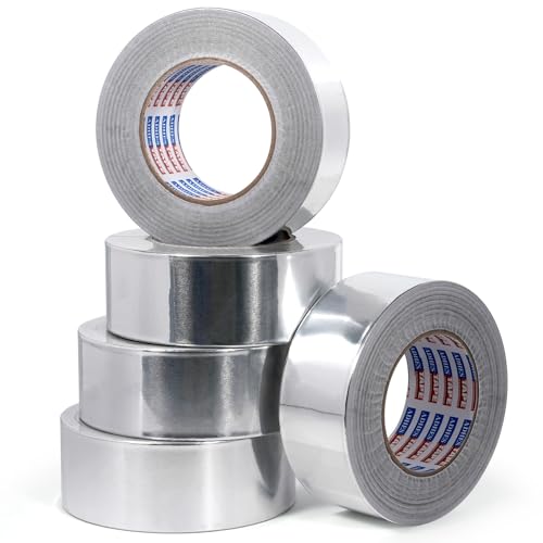 ADHES Aluminium Folienband hitzebeständiges klebeband metallklebeband silber, Hält 80 °C bis 100 °C stand, 2inch/50mm (Width) x70yard/64m(Length), 5 Rollen von ADHES TAPE PURSUIT OF PERFECTION