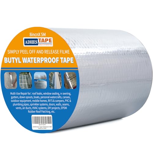 ADHES Butylband Dichtungsbänder, 15cm x 5m, 47 mil Dick Silber Aluminiumfolie Tape Wasserdichtes Klebeband für Teichbau, Bauwerke, Fassaden, Dach, Wohnwagen, Fenster, Container, Flachdach von ADHES TAPE PURSUIT OF PERFECTION